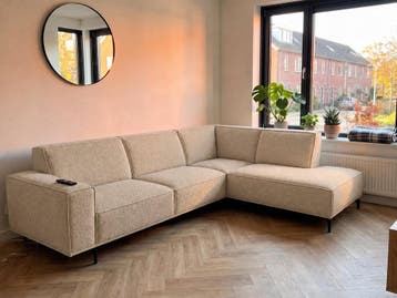 Hoekbank Huizen - hoekbanken - Beige, Nieuw, 150 cm of meer, Stof, 250 tot 300 cm
