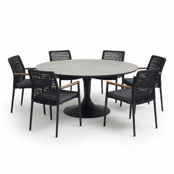 Flair Salta dining tuinset 158xH75 cm 7 delig antraciet, Ophalen of Verzenden, Nieuw