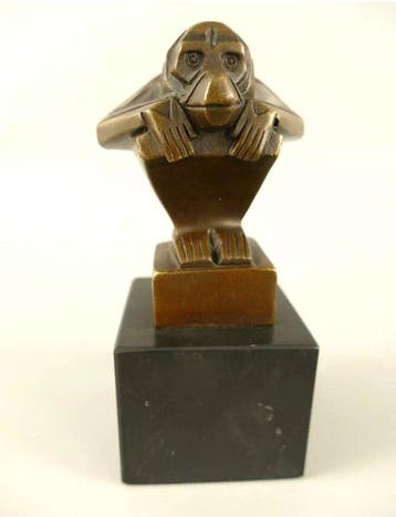 Naar Casimir BRAU - sculptuur, Squatting Monkey ART DECO -
