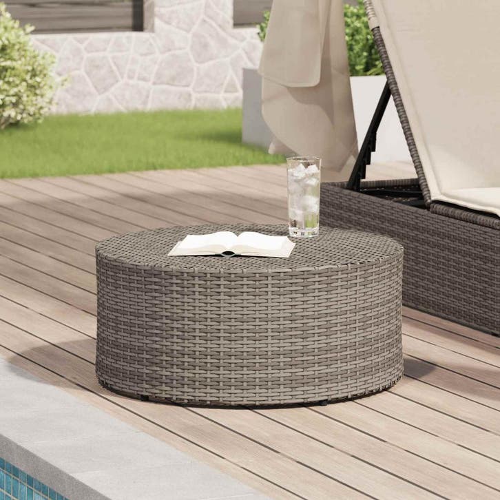 vidaXL Salontafel voor buiten Grijs Ø 68 x 30 cm polyrotan, Tuin en Terras, Tuintafels, Nieuw, Verzenden