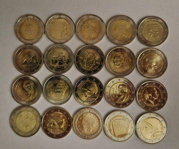 Europa. 2 Euro Various Years (20 coins) (Zonder