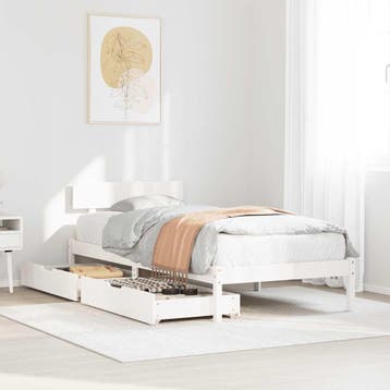 vidaXL Bedframe zonder matras massief grenenhout wit 140x200, Verzenden, Wit, 140 cm, 200 cm