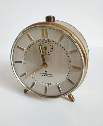 Wekker - Junghans zote indeksy - Art Deco verguld brons,
