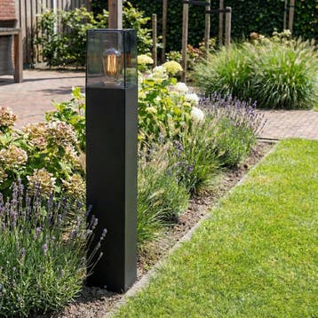 LED Tuinpaal - Staande buitenlamp met Smoked Glas | 50cm, Ophalen of Verzenden, Nieuw, Netvoeding, Staande lamp