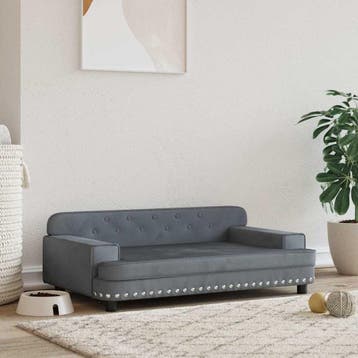 vidaXL Hondenmand 90x53x30 cm fluweel donkergrijs, Verzenden, Nieuw