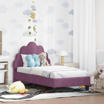 vidaXL Peuterbedframe met hoofdbord Paars 70 x 140 cm, Verzenden, Nieuw, Stof