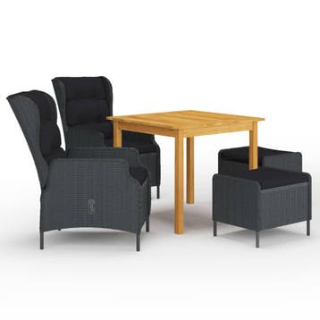 vidaXL 5-delige Tuinset donkergrijs, Tuin en Terras, Tuinsets en Loungesets, 4 zitplaatsen, Nieuw, Tuinset, Verzenden