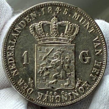 Nederland. Wilhelm II. 1 Gulden 1845 / Ruim Prachtig