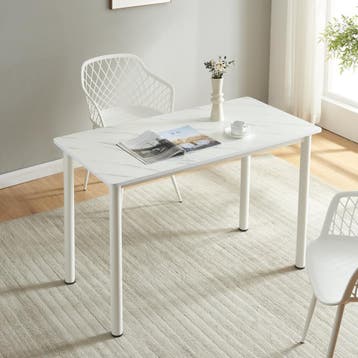[en.casa] Eettafel Tammela 120x60x75 cm marmer wit, Huis en Inrichting, Tafels | Eettafels, Verzenden, Nieuw