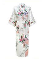 KIMU® Kimono Wit Maxi XL-XXL Yukata Satijn Lang Lange Witte, Ophalen of Verzenden, Nieuw, Maat 46/48 (XL) of groter, Carnaval