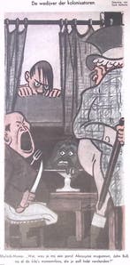 Spotprent over de wedijver der kolonisatoren (lijst optie), Verzenden