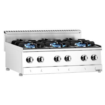 GGM Gastro | Gasfornuis - 900x600mm - 19,6 kW - 6 pits |, Verzenden