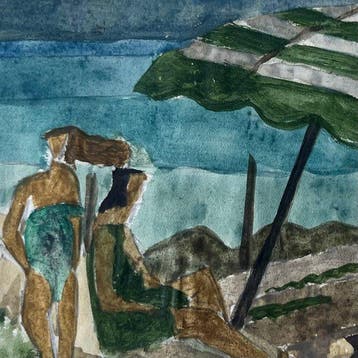 Jacqueline Gilson (1912-1991) - Scene de plage (recto-verso)