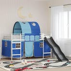 vidaXL Loftbed voor Kids Wit en Blauw 90 x 200 cm Metaal, Verzenden, Nieuw, Wit, Metaal