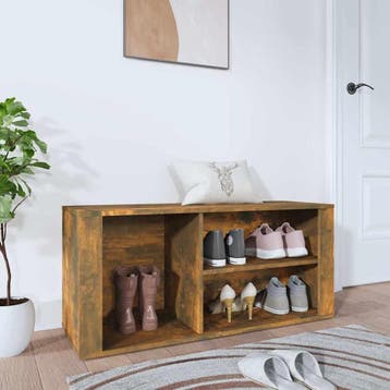 vidaXL Schoenenkast 100x35x45 cm bewerkt hout gerookt, Verzenden, Nieuw