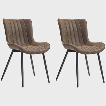 Set van 2 Moderne Gestoffeerde Eetkamerstoelen - Bruin, Huis en Inrichting, Stoelen, Verzenden, Nieuw