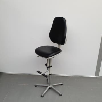 Hoge werkstoel BIMOS - zwart leder, Ophalen of Verzenden