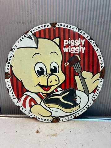 Piggly Wiggly – Supermarkt & Slagerij – Rond Emaille