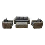 Las Palmas stoel bank loungeset 4-delig grijs, Ophalen of Verzenden, Nieuw, Wicker