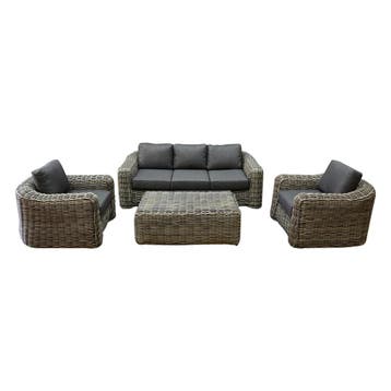 Las Palmas stoel bank loungeset 4-delig grijs, Tuin en Terras, Tuinsets en Loungesets, Ophalen of Verzenden, Nieuw, Wicker