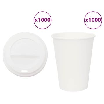 vidaXL Papieren koffiekopjes met deksel 1000 st 12oz 300 ml, Verzenden, Nieuw