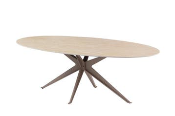 Eettafel TRAVERTIN 220cm ovaal keramiek champagne greige, Huis en Inrichting, Tafels | Eettafels, Ophalen of Verzenden, Nieuw