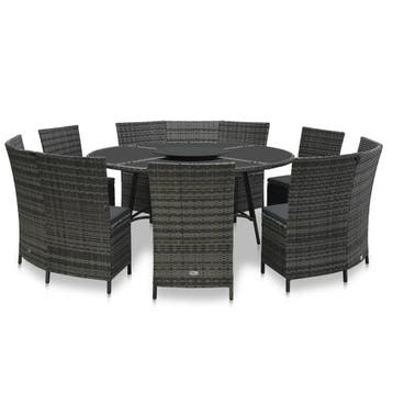 vidaXL 7-delige Tuinset met kussens poly rattan grijs, Verzenden, Nieuw, 2 zitplaatsen, Tuinset