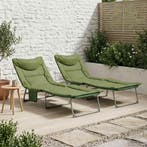 vidaXL Opvouwbare zonnebed met kussen 2 pcs Donkergroen, Tuin en Terras, Ligbedden, Verzenden, Nieuw