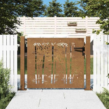 vidaXL Poort 100x100 cm bamboe-ontwerp cortenstaal, Tuin en Terras, Tuinpoorten, Verzenden, Nieuw