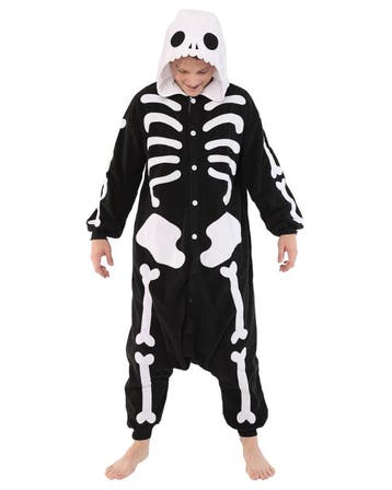 Onesie Skelet Pak M-L of 170-176 Skeletpak Kostuum Zwart Wit, Maat 48/50 (M), Nieuw, Ophalen of Verzenden, Halloween