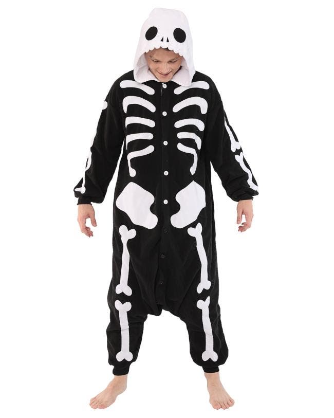 KIMU® Onesie Skelet Pak M-L of 170-176 Skeletpak Kostuum Zwa, Kleding | Heren, Carnavalskleding en Feestkleding, Kleding, Nieuw