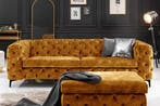 Chesterfield Sofa MODERN BAROK 235cm mosterdgeel fluweel, Ophalen of Verzenden, Nieuw