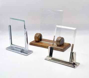3 Art Deco - Fotolijst (3) - Hout, Messing, Glas