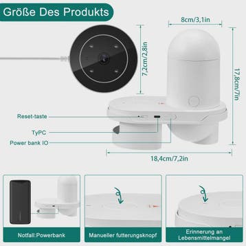Aquariums Fish Feeder with 2.5K Camera, App Control, Moistur, Verzenden, Nieuw