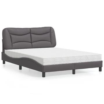 vidaXL Bed met matras Hvar kunstleer grijs 120x200 cm, Overige materialen, Verzenden, Nieuw, Twijfelaar