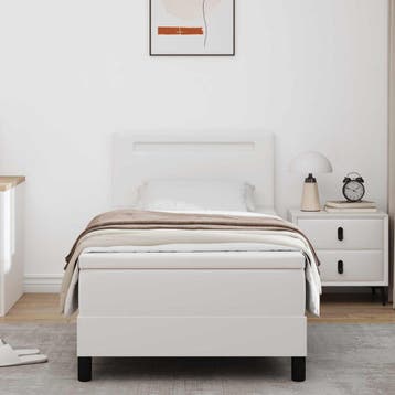 vidaXL Boxspringbed met matras Wit 90 x 200 cm Kunstleer, Overige materialen, Eenpersoons, Verzenden, Wit