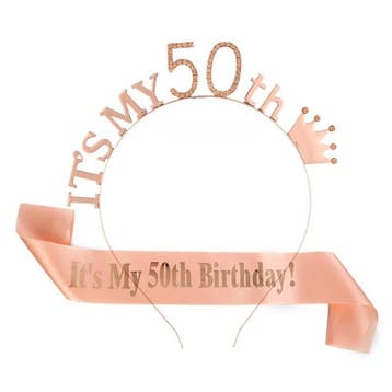 2-delige set met sjerp en diadeem Its my 50th Birthday, Verzenden, Nieuw, Versiering, Abraham of Sarah