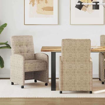 vidaXL Eetkamerstoelen met Wieltjes 2 st Faux suede leer, Huis en Inrichting, Stoelen, Verzenden, Nieuw