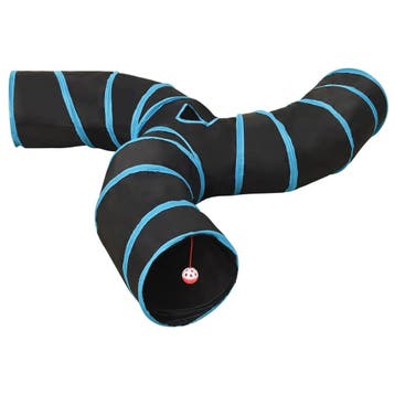 vidaXL Kattentunnel 3-voudig 25 cm polyester zwart en blauw, Verzenden, Nieuw