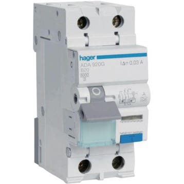 Hager Aardlekautomaat 1P+N 20A B-Kar ADA920G, Ophalen of Verzenden, Nieuw