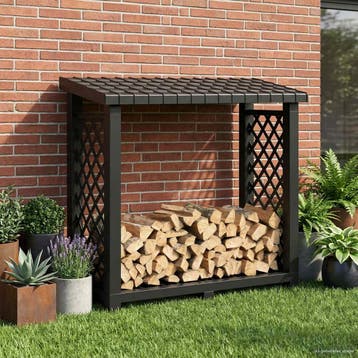 vidaXL Brandhoutrek 114 x 46 x 101 cm PP Antraciet, Huis en Inrichting, Verzenden, Nieuw
