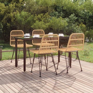 vidaXL 5-delige Tuinset poly rattan, Verzenden, Nieuw, 4 zitplaatsen, Tuinset