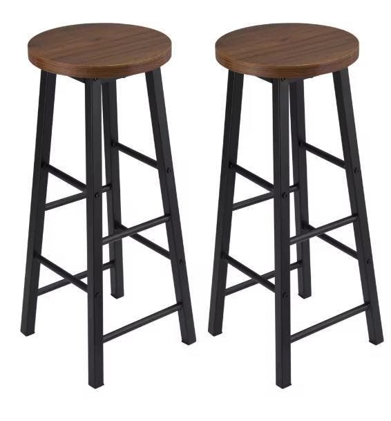 Set van 2 Houten Barkrukken met Stalen Frame Stabiel Duurzaa, Huis en Inrichting, Barkrukken, Nieuw, Verzenden