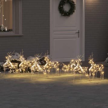 vidaXL LED Rendieren 7 st 40 LEDs Goud 44 x 18 x 65,5 cm, Verzenden, Nieuw