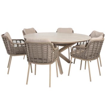 Prado Puglia dining tuinset 160xH75 cm 7 delig keramiek, Tuin en Terras, Tuinsets en Loungesets, Ophalen of Verzenden, Nieuw