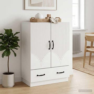 vidaXL Dressoir Wit 66 x 34,5 x 92 cm Bewerkt hout, Verzenden, Nieuw, Overige houtsoorten, Minder dan 50 cm