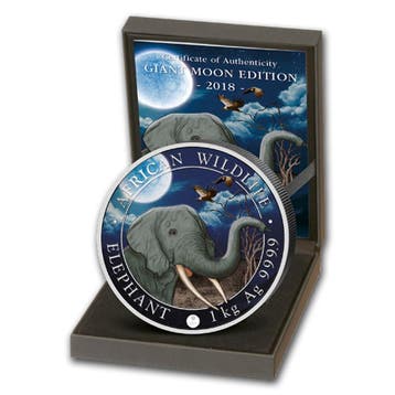 Somalische Olifant Giant Moon 1 kg 2018 Prooflike, Verzenden, Overige landen, Losse munt, Zilver