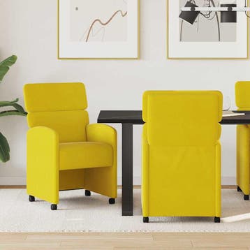 vidaXL Eetkamerstoelen met Wieltjes 2 st Fluweel Geel 58 x, Huis en Inrichting, Stoelen, Verzenden, Nieuw