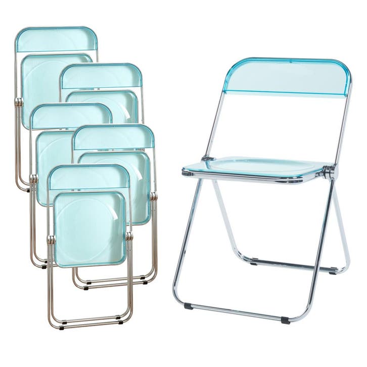 Klapstoel set van 6 Pornainen 74x46x47 cm lichtblauw transpa, Huis en Inrichting, Stoelen, Verzenden