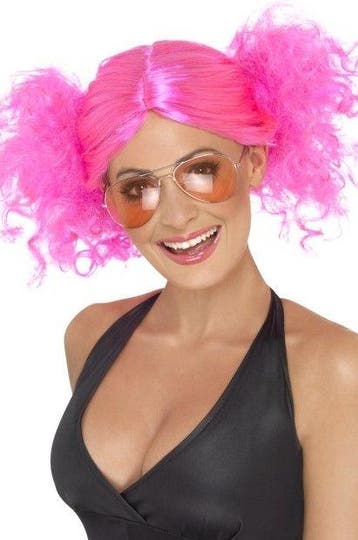 80s pruik staartjes pink, Ophalen of Verzenden, Nieuw